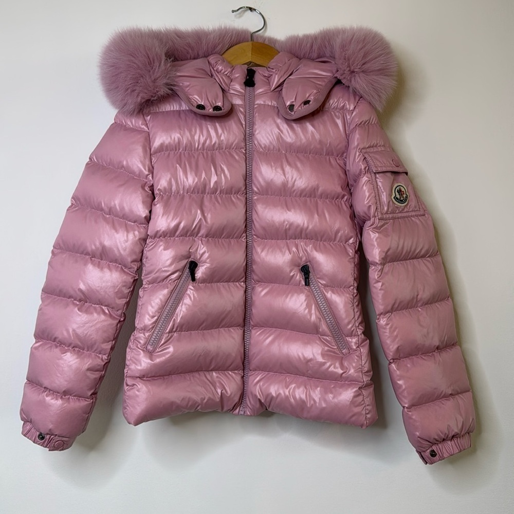 Moncler Kids' Bady Water Resistant Down Puffer Coat w Genuine Fox Fur Trim 10Y